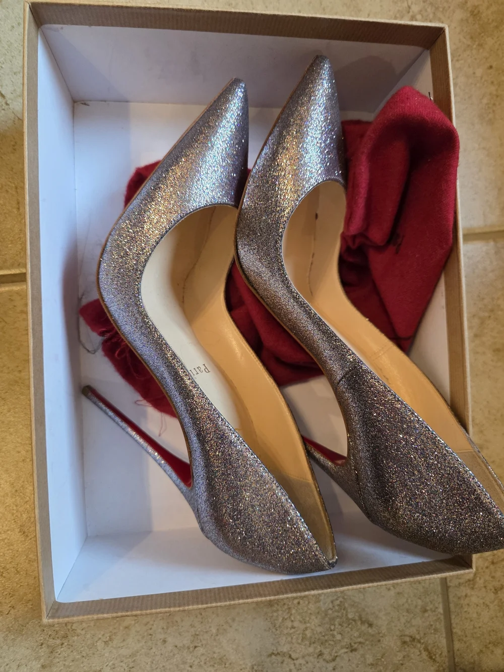 Christian Louboutin SO Kate 120 Glitter Mini - Grenadine